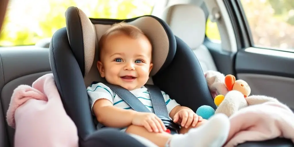 Bebê na cadeirinha para passear de carro